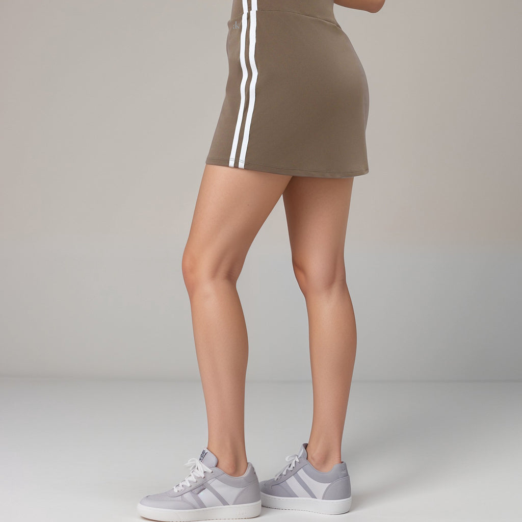 Anna-Kaci Active Women's Athletic Mini Skirt with Contrast Side Stripes and Built-In Shorts for Support