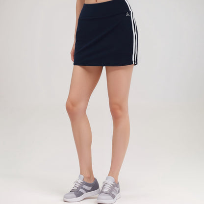 Anna-Kaci Active Women's Athletic Mini Skirt with Contrast Side Stripes and Built-In Shorts for Support