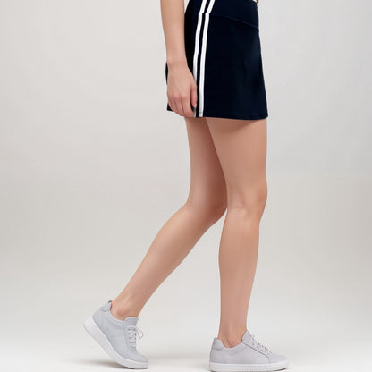 Anna-Kaci Active Women's Athletic Mini Skirt with Contrast Side Stripes and Built-In Shorts for Support