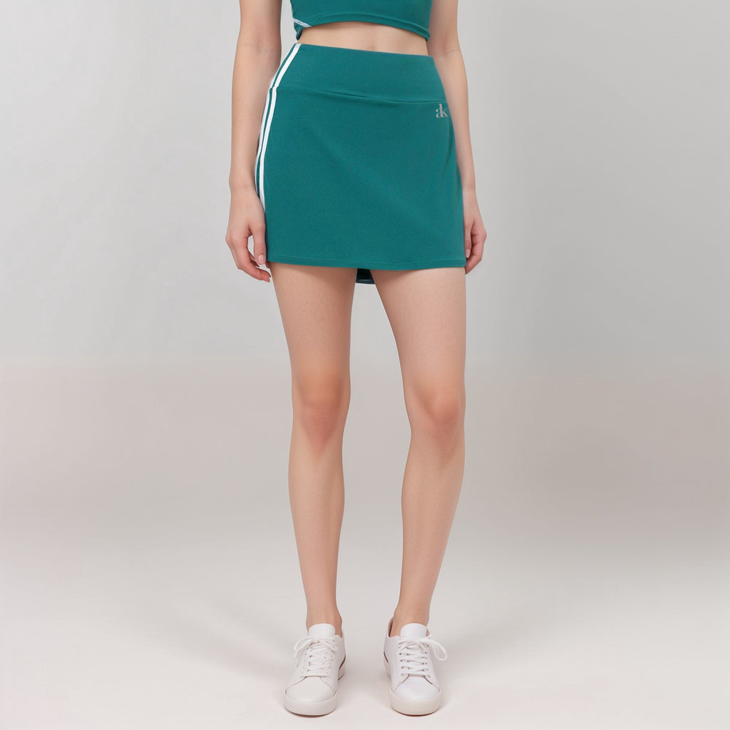 Anna-Kaci Active Women's Athletic Mini Skirt with Contrast Side Stripes and Built-In Shorts for Support