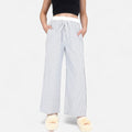 Anna-Kaci Women's Striped Wide Leg Lounge Pants with Elastic Waistband Adjustable Drawstring and Relaxed Full-Length Fit