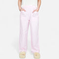 Anna-Kaci Women's Pink Pinstripe Lounge Pants with Elastic Waistband Large Front Patch Pockets and Relaxed Straight Leg Fit