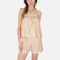 Anna-Kaci Lounge Women's Striped Pajama Set with Ruffle Trim Cami Top and Relaxed Fit Shorts