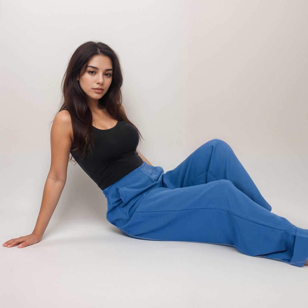 Anna-Kaci Women's Vertical Red Stripe Wide Leg Pants with High Rise Waistband Relaxed Fit and Full-Length Flowing Silhouette