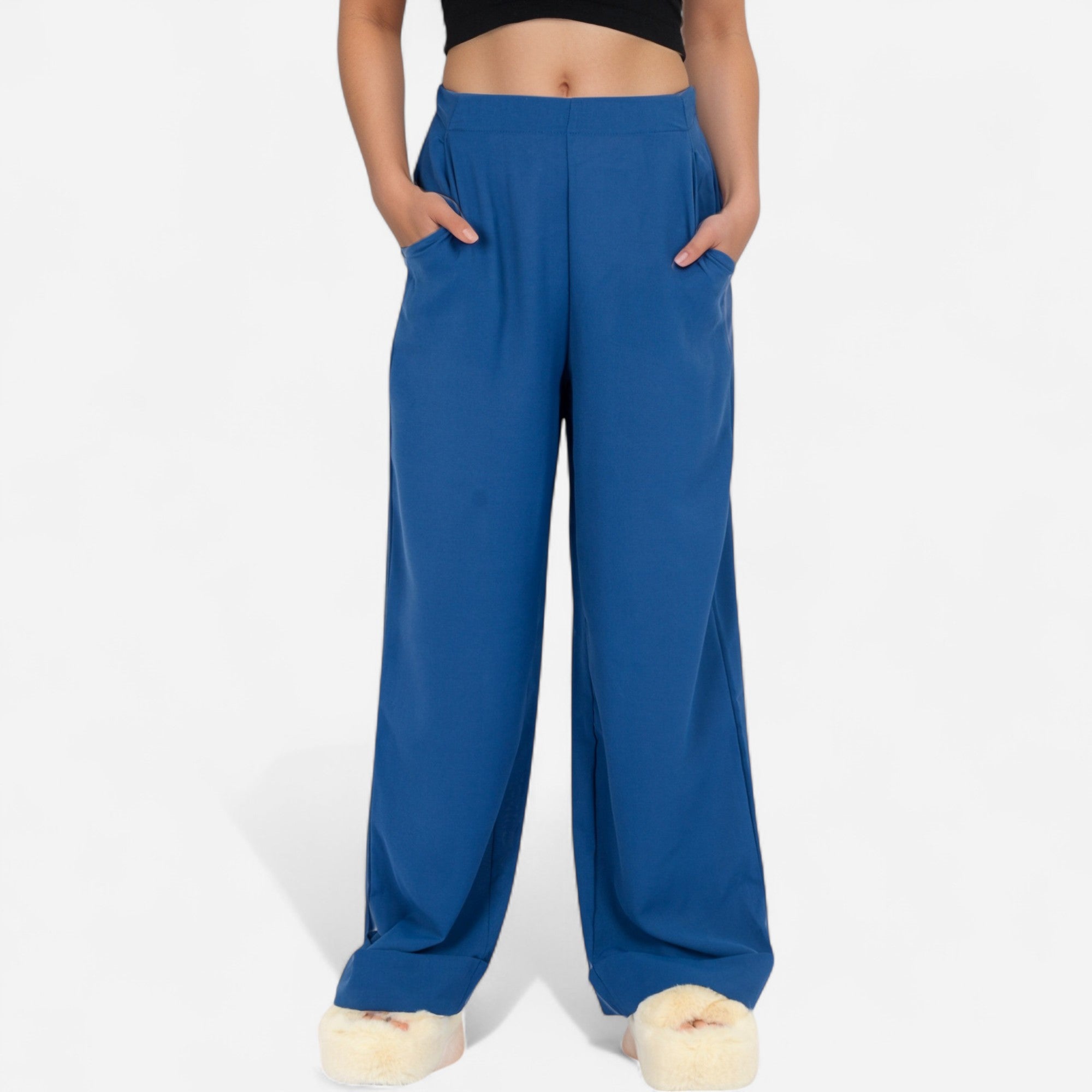 Anna-Kaci Women's Vertical Red Stripe Wide Leg Pants with High Rise Waistband Relaxed Fit and Full-Length Flowing Silhouette