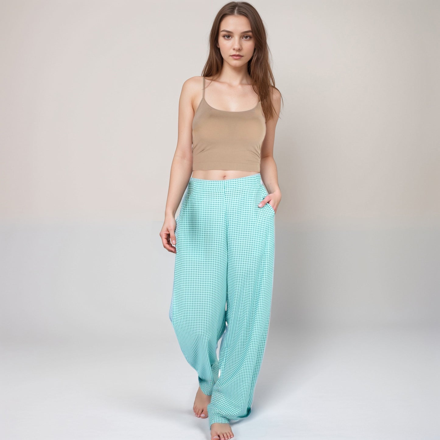 Anna-Kaci Women's Vertical Red Stripe Wide Leg Pants with High Rise Waistband Relaxed Fit and Full-Length Flowing Silhouette