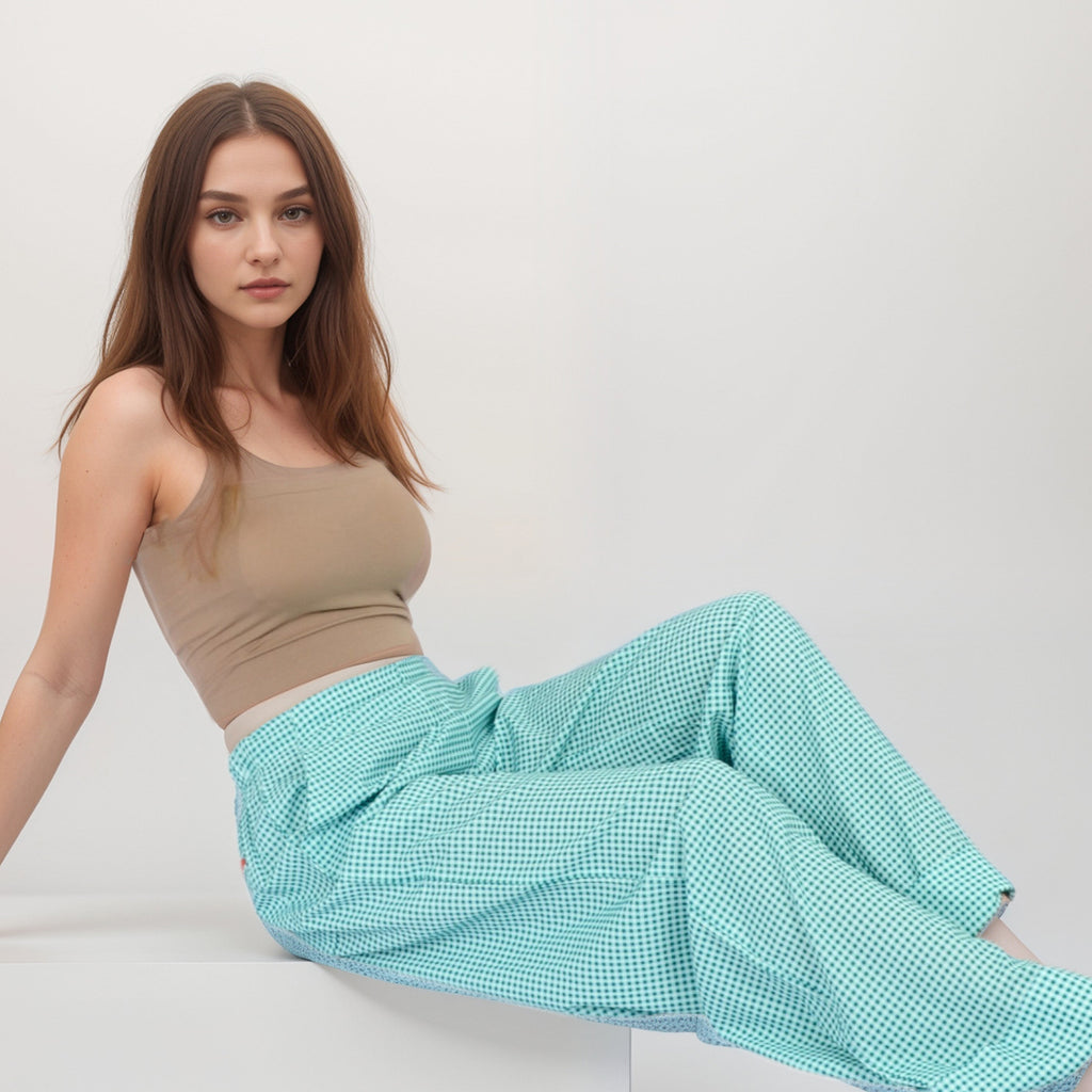 Anna-Kaci Women's Vertical Red Stripe Wide Leg Pants with High Rise Waistband Relaxed Fit and Full-Length Flowing Silhouette