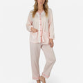 Anna-Kaci Lounge Women's Long Sleeve Button Up Pajama Set with Ruffle Trim and Front Patch Pockets