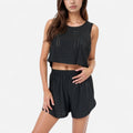 Anna-Kaci Women's Eyelet Tank and Lounge Shorts Set with Elastic Waist and Relaxed Cropped Fit