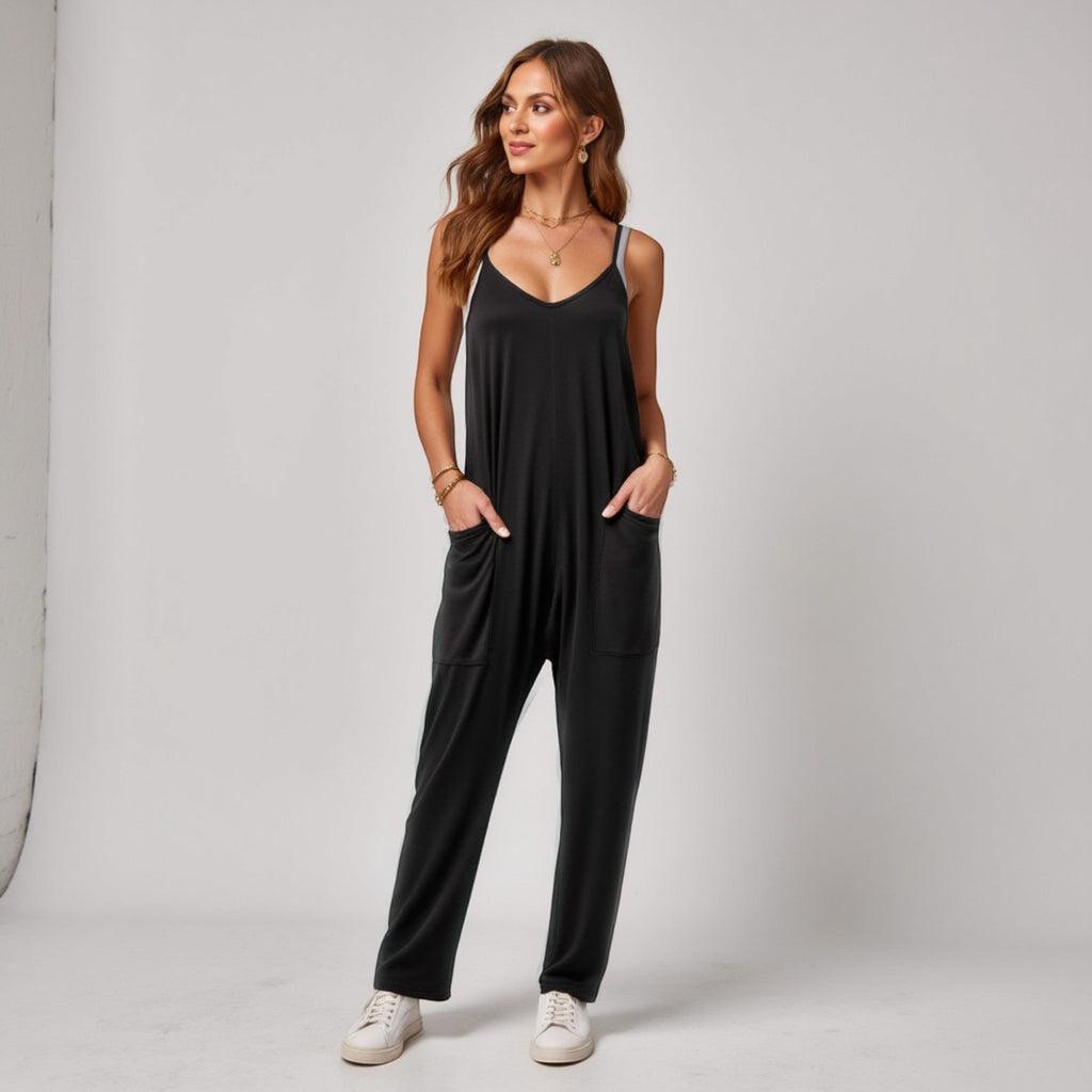 Anna-Kaci Women's Loose Fit Overalls with Adjustable Straps and Side Pockets