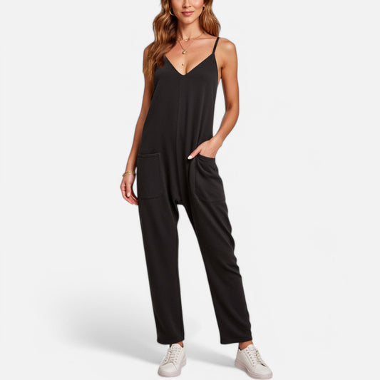 Anna-Kaci Women's Loose Fit Overalls with Adjustable Straps and Side Pockets