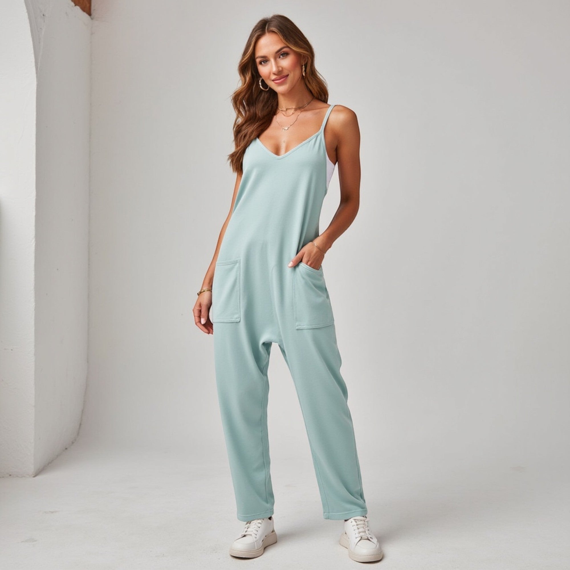 Anna-Kaci Women's Loose Fit Overalls with Adjustable Straps and Side Pockets