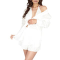 Anna-Kaci Lounge Women's 3-Piece Matching Set with Oversized Button-Up Shirt, Drawstring Shorts, and Triangle Top