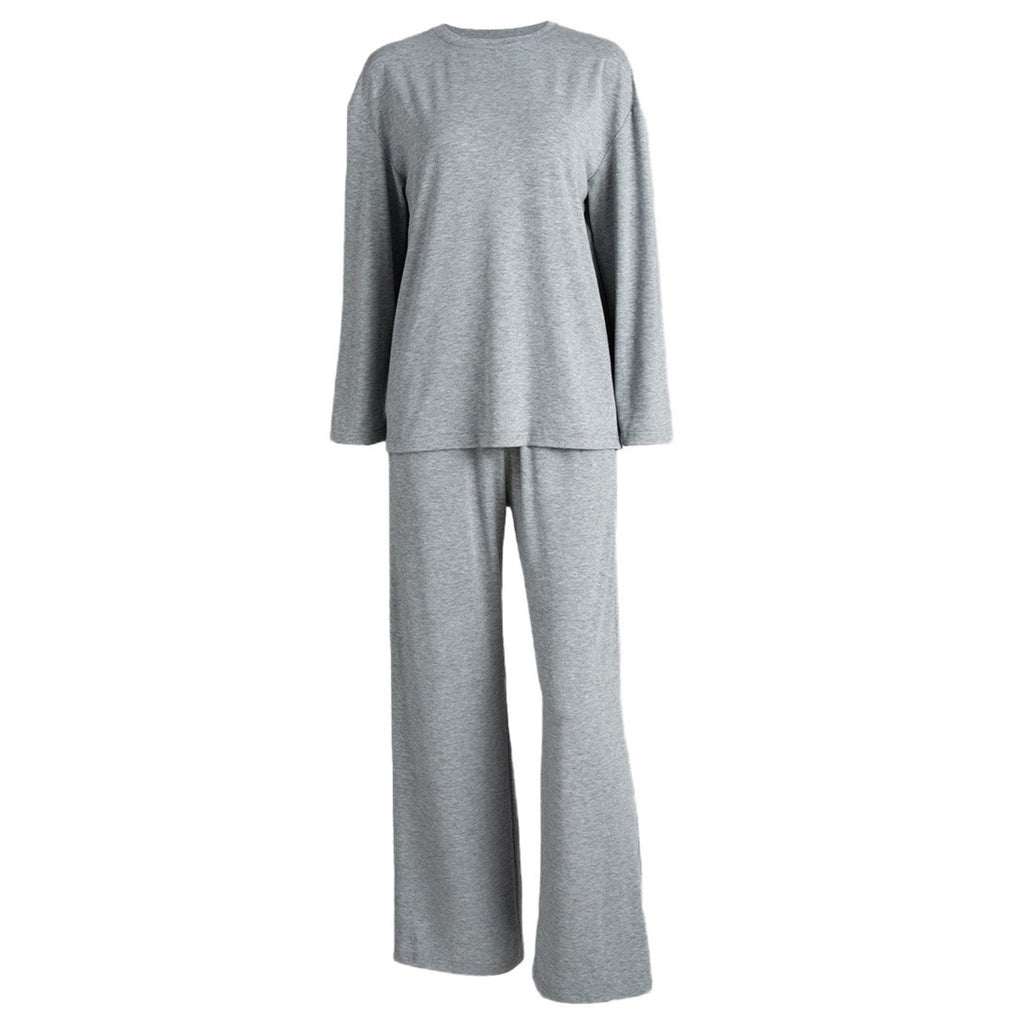 Anna-Kaci Lounge Women's Long Sleeve Relaxed Top and Wide Leg Pants Two-Piece Loungewear Set