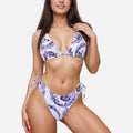Anna-Kaci Swim Women's Tie-Dye Triangle Bikini Set with Adjustable Halter Top and Side Tie Bikini Bottoms