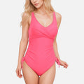 Anna-Kaci Swim Women's One Piece Swimsuit with V Neck Wrap Front Design and Adjustable Side Ties