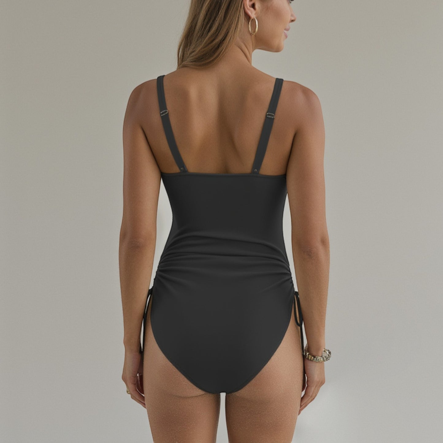Anna-Kaci Swim Women's Mesh Panel One Piece Swimsuit with Crisscross Bust Detail and Adjustable Side Tie Accents