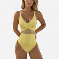 Anna-Kaci Swim Women's Mesh Panel One Piece Swimsuit with Crisscross Bust Detail and Adjustable Side Tie Accents