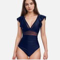 Anna-Kaci Swim Women's One Piece Swimsuit with Mesh Waist Detail and Flutter Shoulder Straps