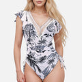 Anna-Kaci Swim Women's One Piece Swimsuit with Crochet V-Neckline and Flutter Cap Sleeves
