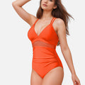 Anna-Kaci Swim Women's Mesh Panel One Piece Swimsuit with Double Spaghetti Straps and Flattering Ruched Waist