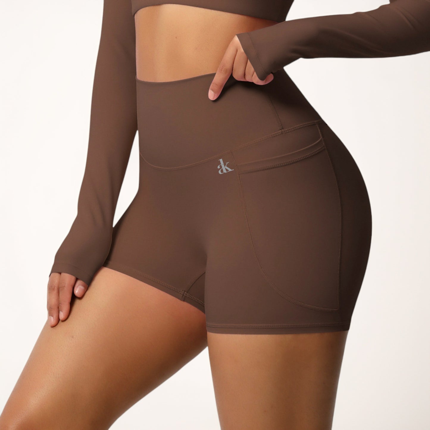 Anna-Kaci Women's High Waist Active Shorts with Stretch Compression Fit Seamless Construction and Side Pocket Detail