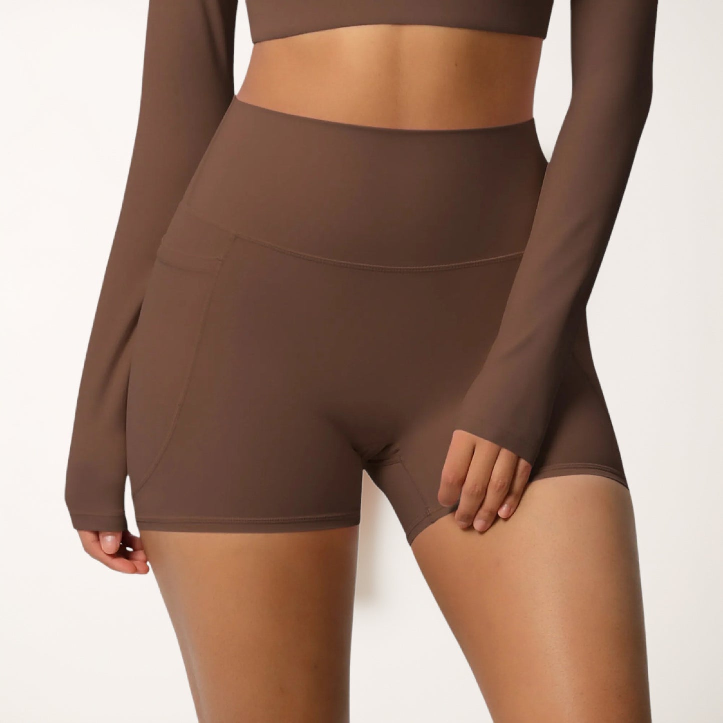 Anna-Kaci Women's High Waist Active Shorts with Stretch Compression Fit Seamless Construction and Side Pocket Detail