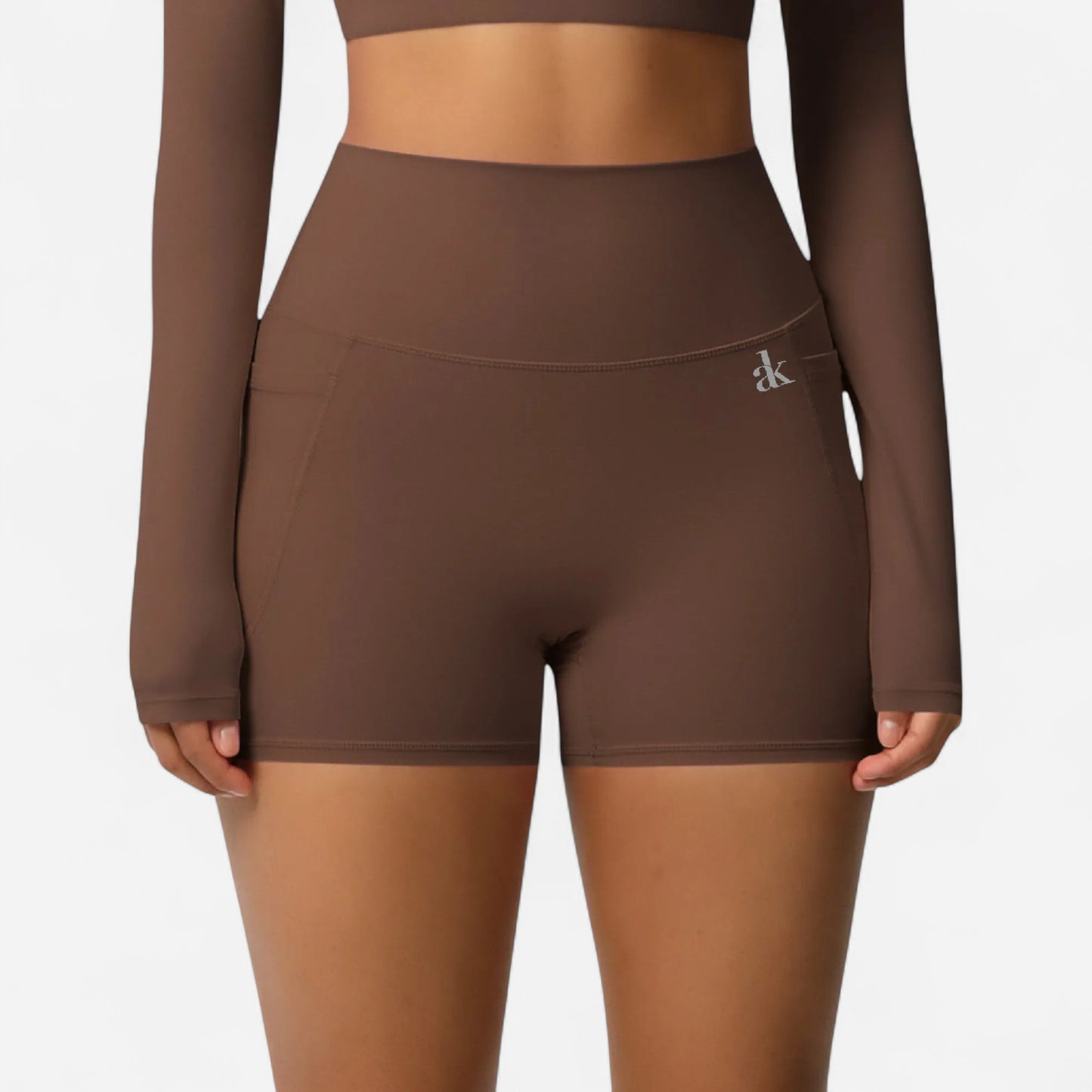 Anna-Kaci Women's High Waist Active Shorts with Stretch Compression Fit Seamless Construction and Side Pocket Detail
