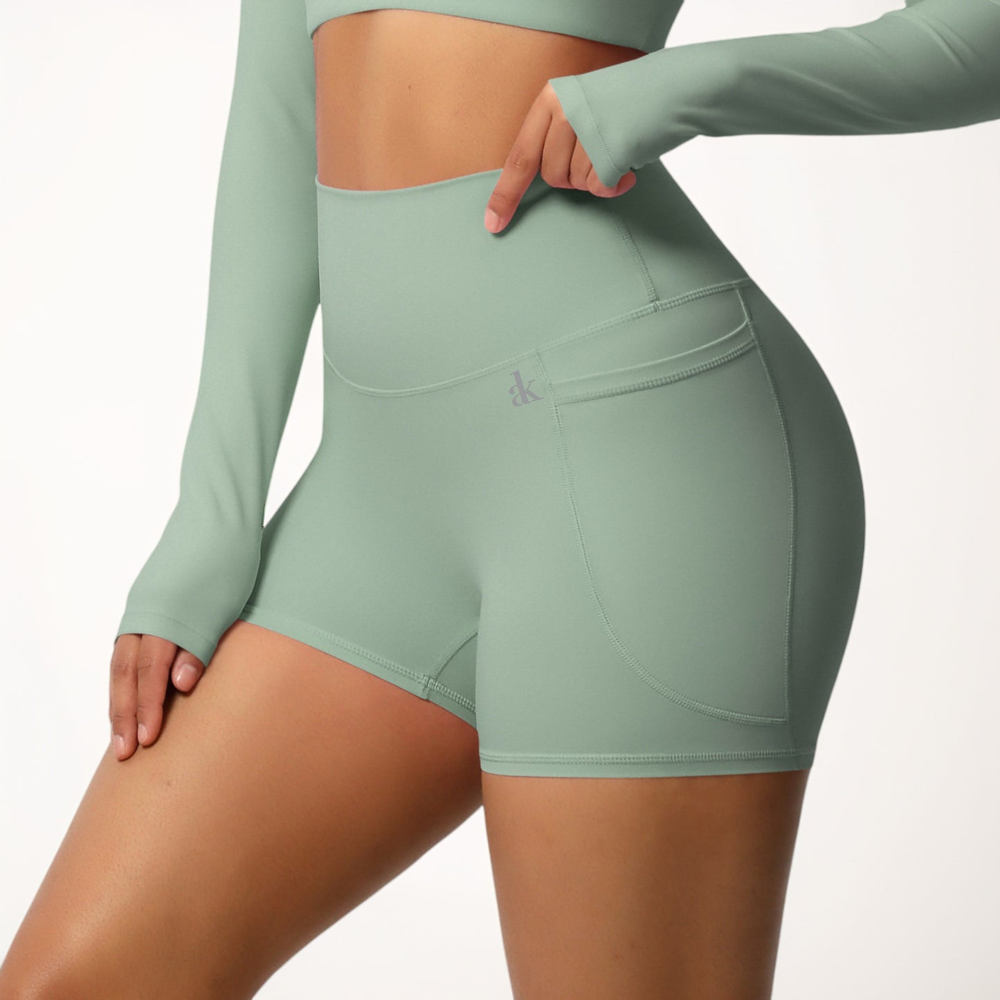 Anna-Kaci Women's High Waist Active Shorts with Stretch Compression Fit Seamless Construction and Side Pocket Detail