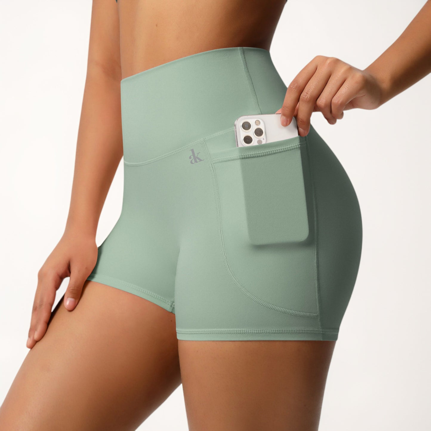 Anna-Kaci Women's High Waist Active Shorts with Stretch Compression Fit Seamless Construction and Side Pocket Detail