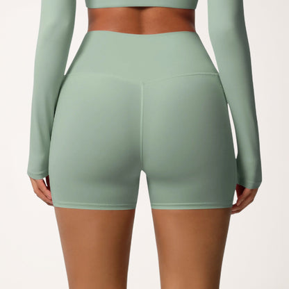 Anna-Kaci Women's High Waist Active Shorts with Stretch Compression Fit Seamless Construction and Side Pocket Detail