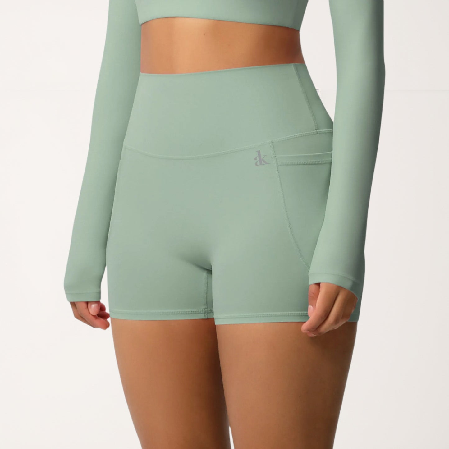 Anna-Kaci Women's High Waist Active Shorts with Stretch Compression Fit Seamless Construction and Side Pocket Detail