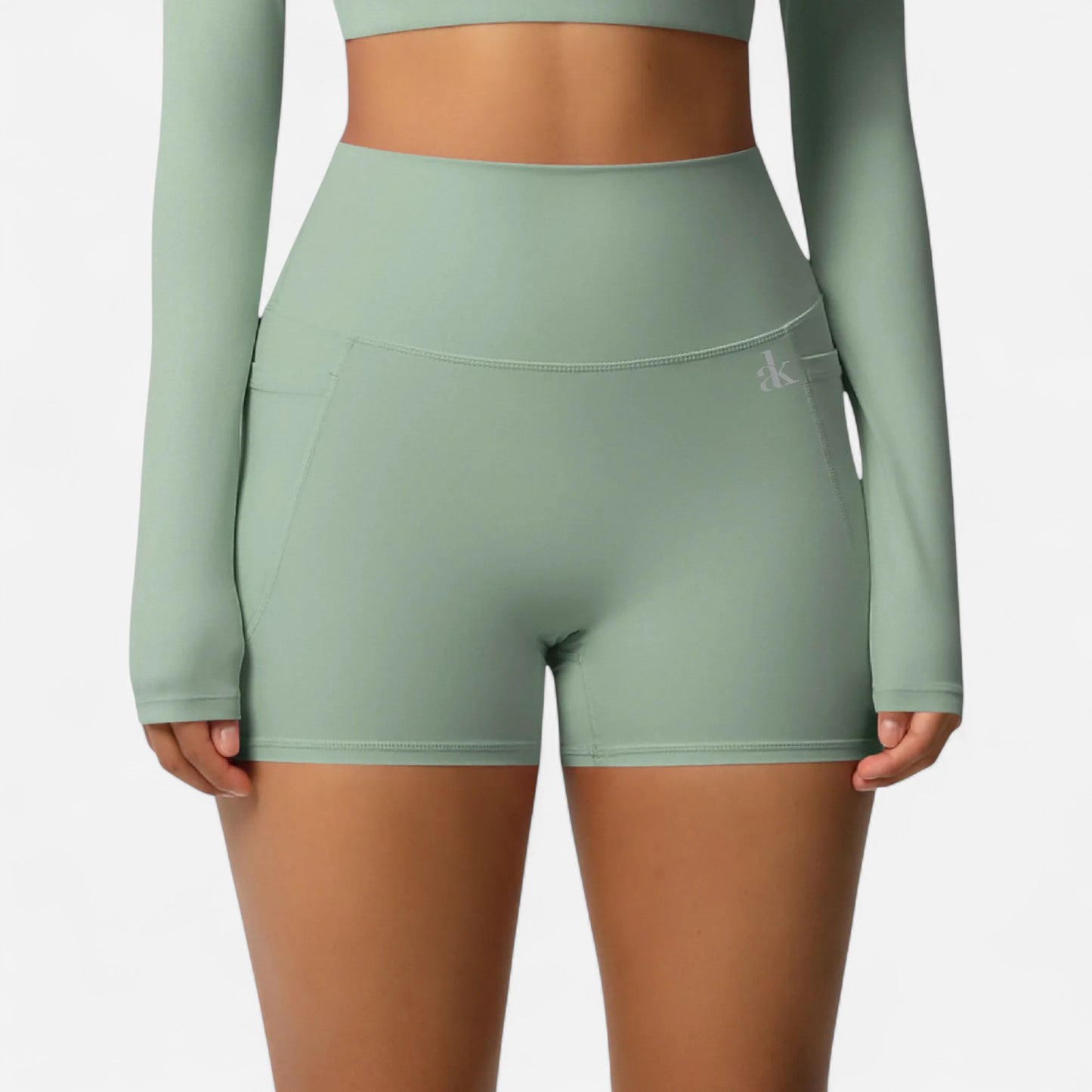 Anna-Kaci Women's High Waist Active Shorts with Stretch Compression Fit Seamless Construction and Side Pocket Detail