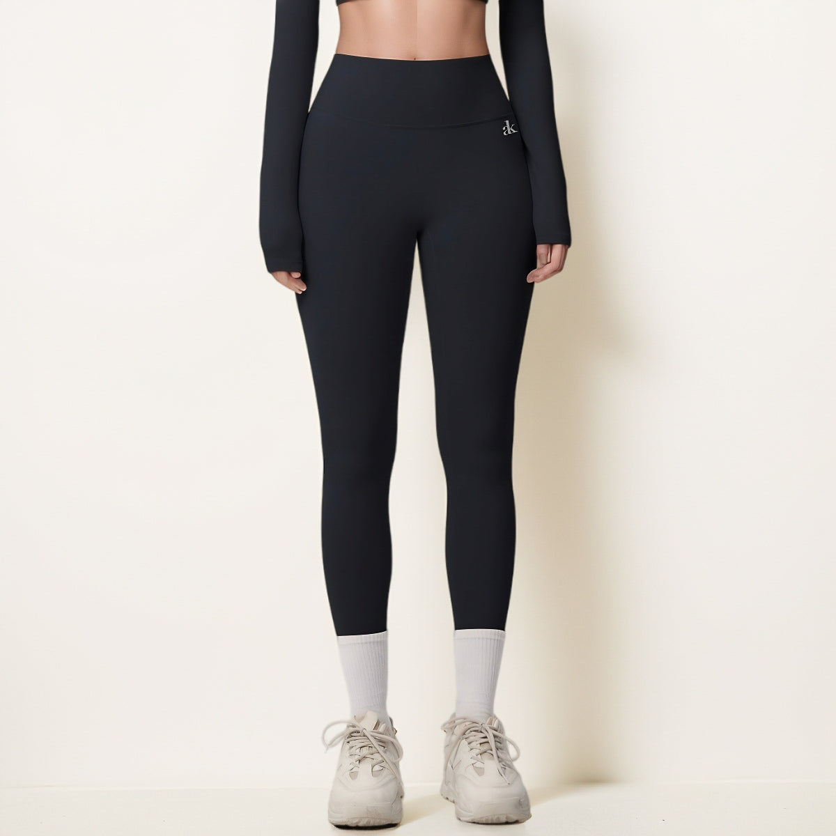 Anna-Kaci Women's High Waist Seamless Full-Length Leggings with Compression Fit Stretch Fabric and Minimal Logo Detail