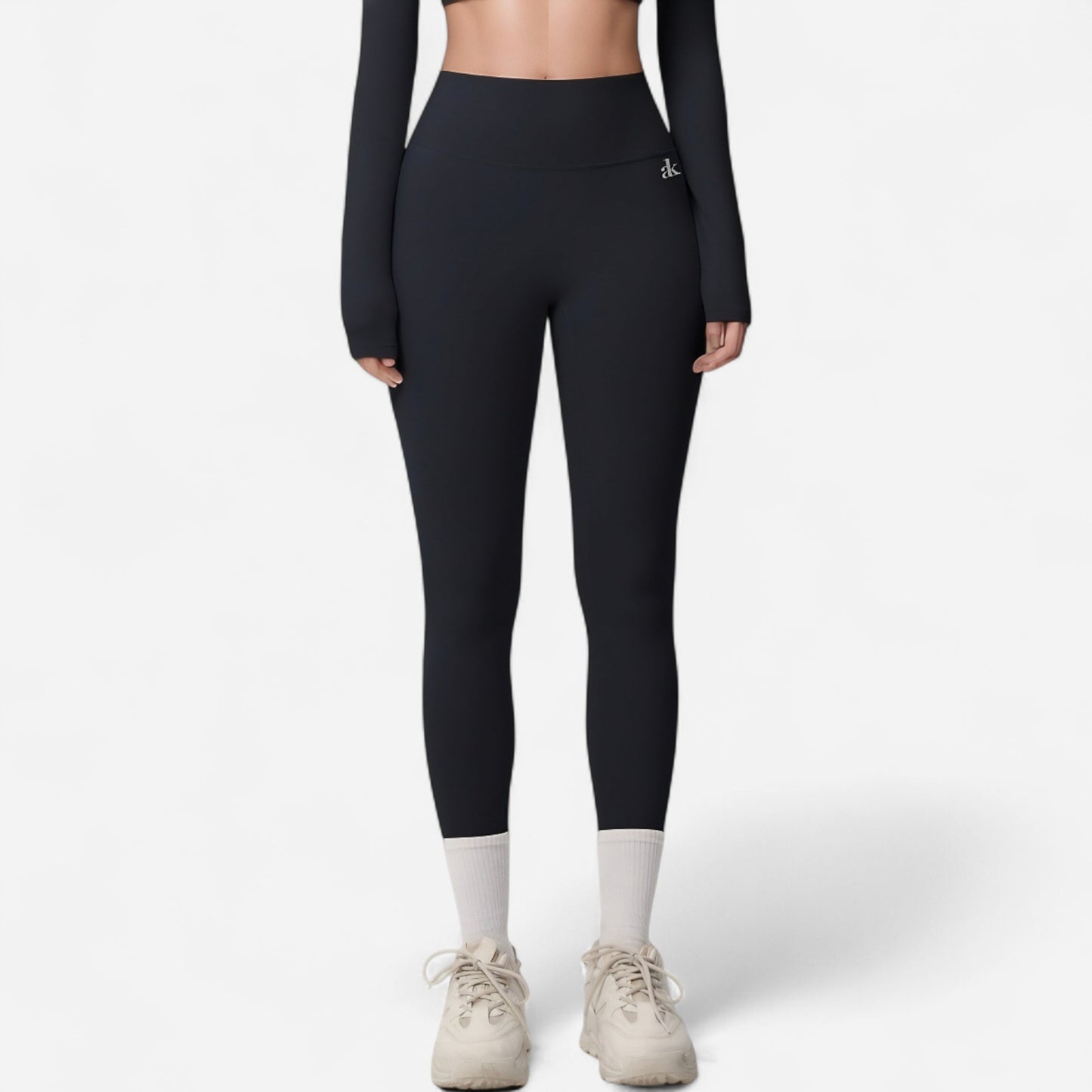 Anna-Kaci Women's High Waist Seamless Full-Length Leggings with Compression Fit Stretch Fabric and Minimal Logo Detail
