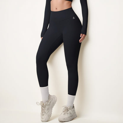 Anna-Kaci Women's High Waist Seamless Full-Length Leggings with Compression Fit Stretch Fabric and Minimal Logo Detail