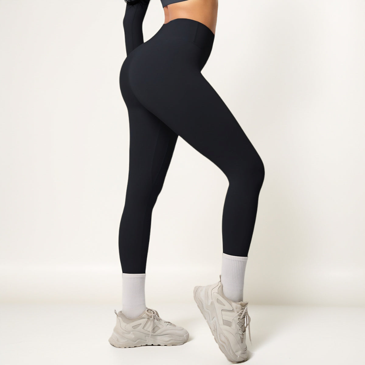 Anna-Kaci Women's High Waist Seamless Full-Length Leggings with Compression Fit Stretch Fabric and Minimal Logo Detail