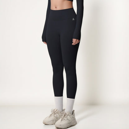 Anna-Kaci Women's High Waist Seamless Full-Length Leggings with Compression Fit Stretch Fabric and Minimal Logo Detail