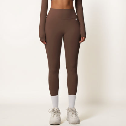 Anna-Kaci Women's High Waist Seamless Full-Length Leggings with Compression Fit Stretch Fabric and Minimal Logo Detail