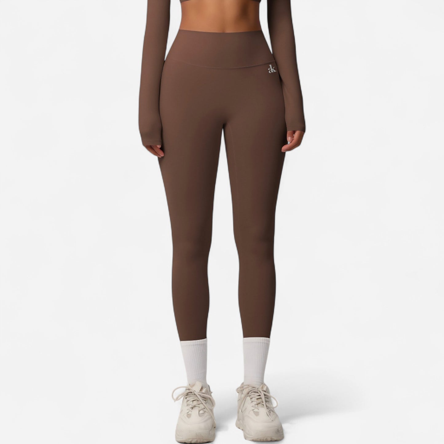 Anna-Kaci Women's High Waist Seamless Full-Length Leggings with Compression Fit Stretch Fabric and Minimal Logo Detail