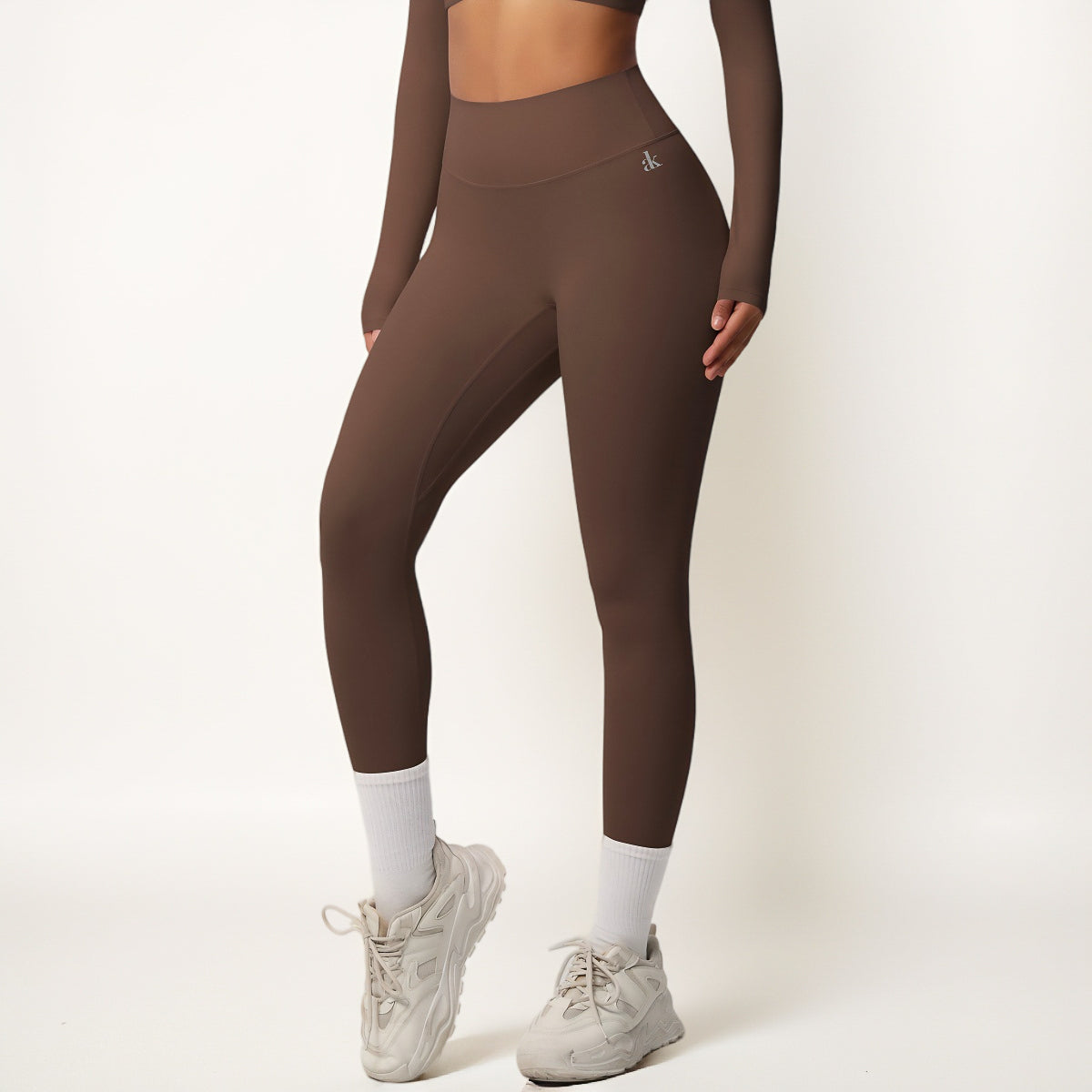 Anna-Kaci Women's High Waist Seamless Full-Length Leggings with Compression Fit Stretch Fabric and Minimal Logo Detail