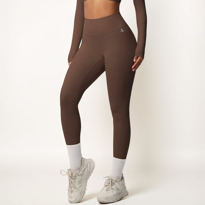 Anna-Kaci Women's High Waist Seamless Full-Length Leggings with Compression Fit Stretch Fabric and Minimal Logo Detail