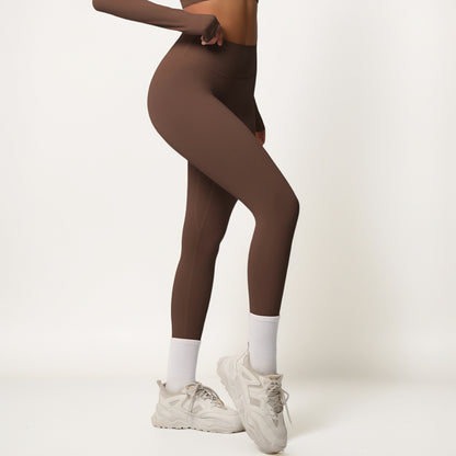 Anna-Kaci Women's High Waist Seamless Full-Length Leggings with Compression Fit Stretch Fabric and Minimal Logo Detail
