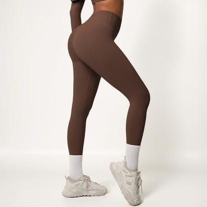 Anna-Kaci Women's High Waist Seamless Full-Length Leggings with Compression Fit Stretch Fabric and Minimal Logo Detail