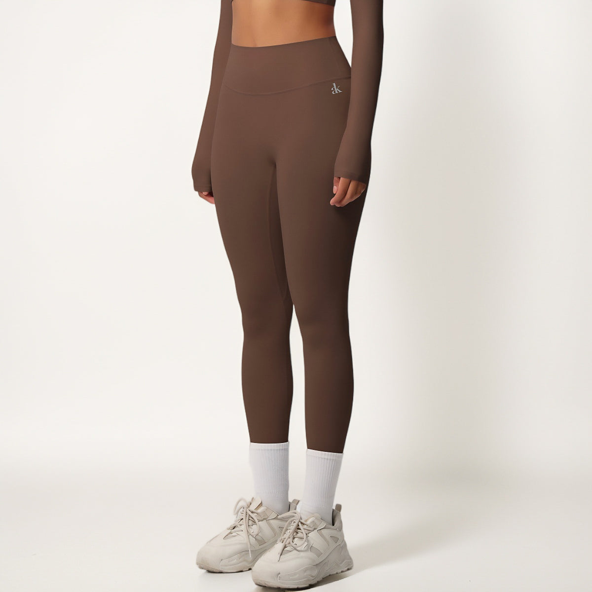 Anna-Kaci Women's High Waist Seamless Full-Length Leggings with Compression Fit Stretch Fabric and Minimal Logo Detail