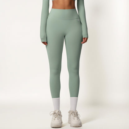 Anna-Kaci Women's High Waist Seamless Full-Length Leggings with Compression Fit Stretch Fabric and Minimal Logo Detail