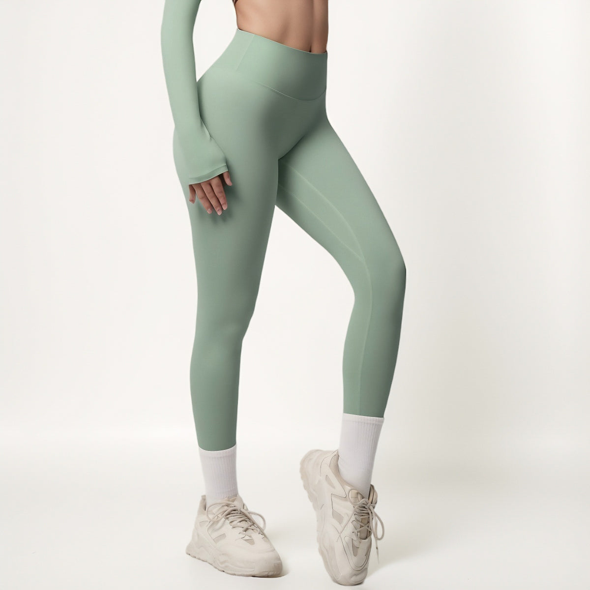 Anna-Kaci Women's High Waist Seamless Full-Length Leggings with Compression Fit Stretch Fabric and Minimal Logo Detail