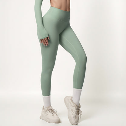 Anna-Kaci Women's High Waist Seamless Full-Length Leggings with Compression Fit Stretch Fabric and Minimal Logo Detail