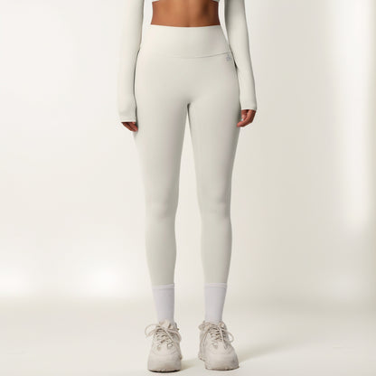 Anna-Kaci Women's High Waist Seamless Full-Length Leggings with Compression Fit Stretch Fabric and Minimal Logo Detail