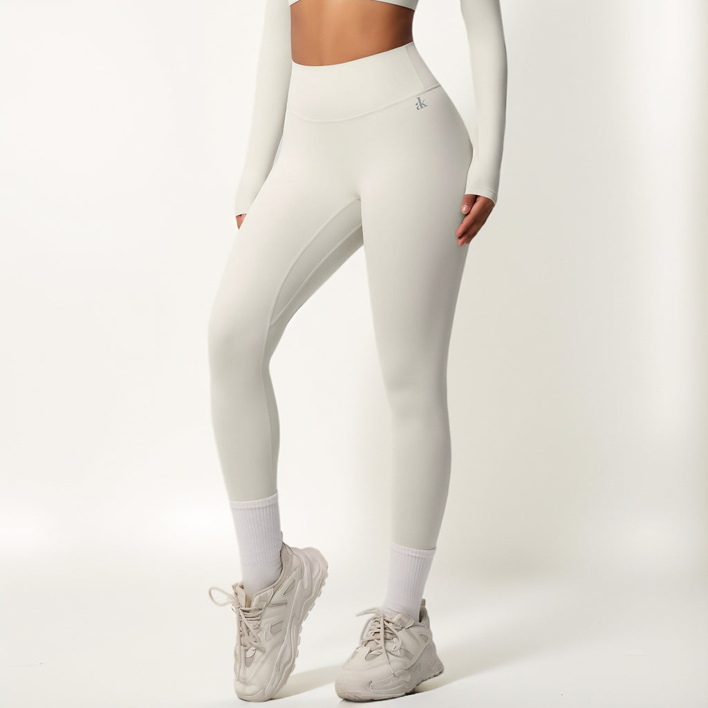 Anna-Kaci Women's High Waist Seamless Full-Length Leggings with Compression Fit Stretch Fabric and Minimal Logo Detail